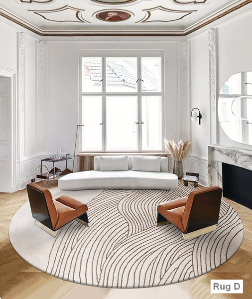 Modern Wool Rugs for Living Room, Coffee Table Round Modern Rugs, Abstract Modern Rugs for Dining Room Table, Contemporary Modern Wool Rugs, Modern Rugs for Bedroom-HomePaintingDecor