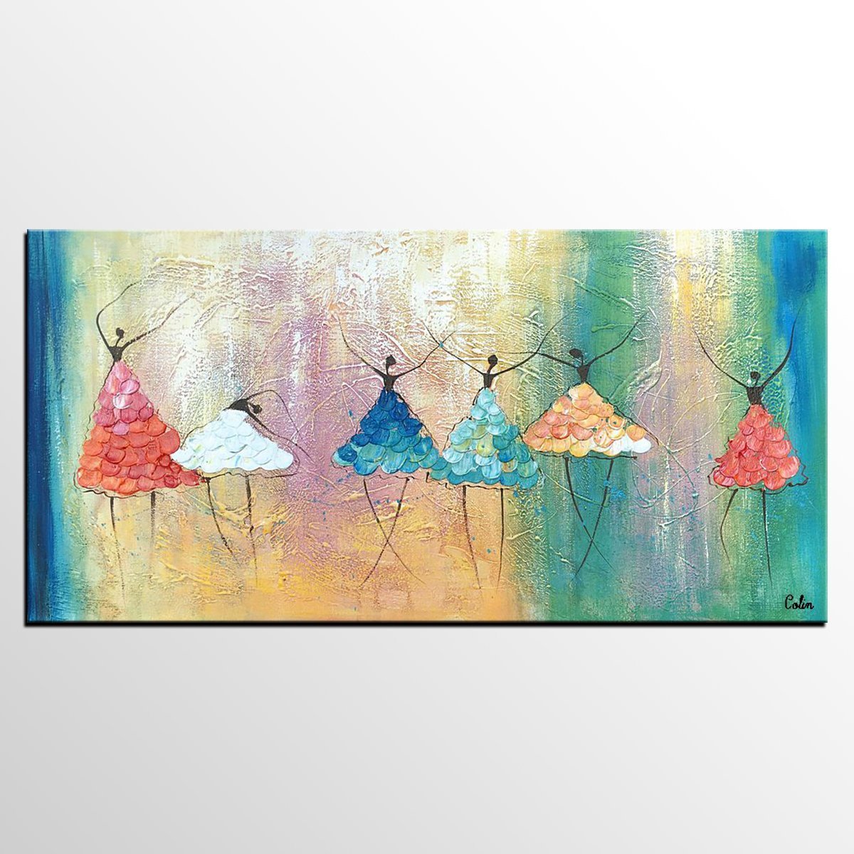 Simple Wall Art Ideas for Living Room, Ballet Dancer Painting, Large Acrylic Painting, Custom Canvas Painting, Modern Abstract Painting-HomePaintingDecor