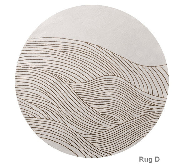 Modern Wool Rugs for Living Room, Coffee Table Round Modern Rugs, Abstract Modern Rugs for Dining Room Table, Contemporary Modern Wool Rugs, Modern Rugs for Bedroom-HomePaintingDecor