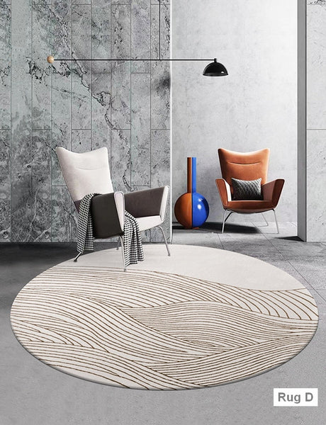 Modern Wool Rugs for Living Room, Coffee Table Round Modern Rugs, Abstract Modern Rugs for Dining Room Table, Contemporary Modern Wool Rugs, Modern Rugs for Bedroom-HomePaintingDecor