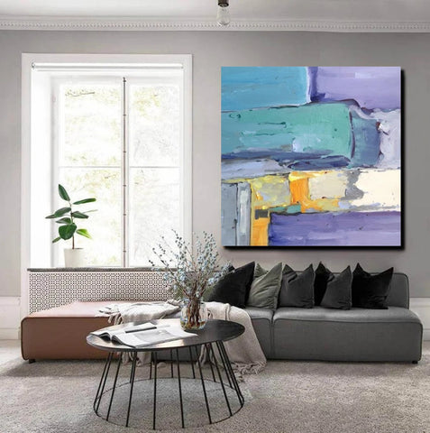 Canvas Painting for Living Room, Simple Modern Paintings, Blue Abstract Modern Paintings, Acrylic Painting on Canvas, Hand Painted Canvas Art-HomePaintingDecor