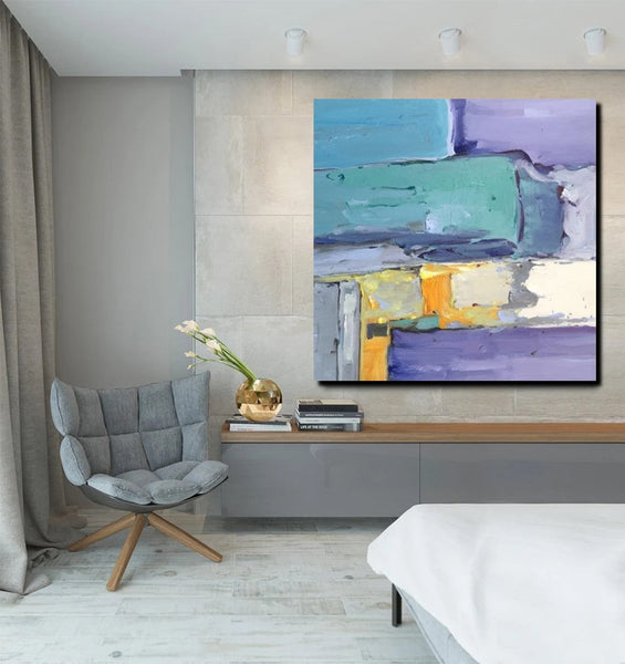 Canvas Painting for Living Room, Simple Modern Paintings, Blue Abstract Modern Paintings, Acrylic Painting on Canvas, Hand Painted Canvas Art-HomePaintingDecor