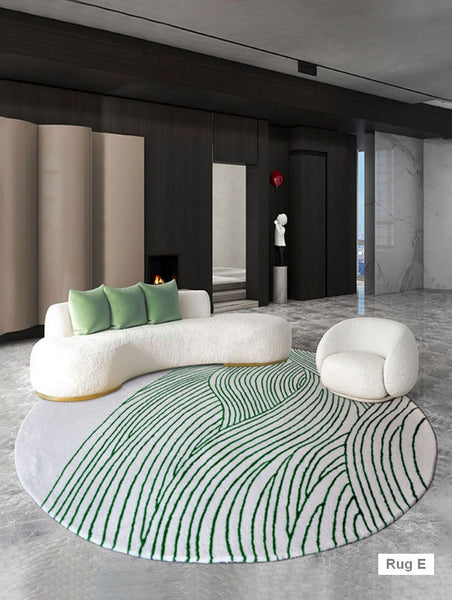 Modern Wool Rugs for Living Room, Coffee Table Round Modern Rugs, Abstract Modern Rugs for Dining Room Table, Contemporary Modern Wool Rugs, Modern Rugs for Bedroom-HomePaintingDecor