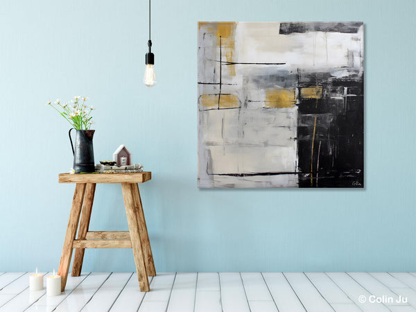 Simple Modern Original Artwork, Large Paintings for Bedroom, Abstract Landscape Painting on Canvas, Oversized Contemporary Wall Art Paintings-HomePaintingDecor