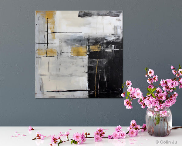 Simple Modern Original Artwork, Large Paintings for Bedroom, Abstract Landscape Painting on Canvas, Oversized Contemporary Wall Art Paintings-HomePaintingDecor