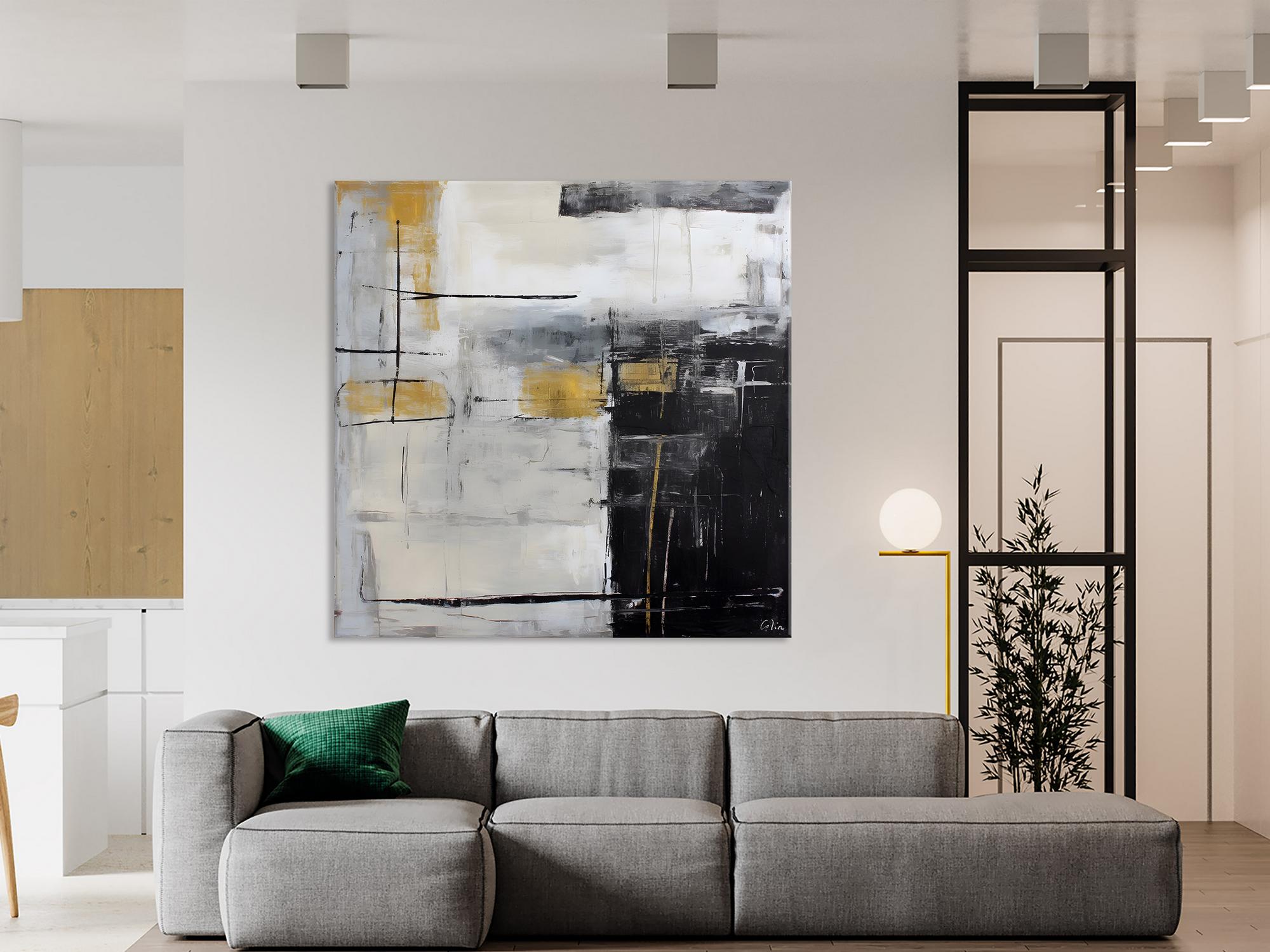 Simple Modern Original Artwork, Large Paintings for Bedroom, Abstract Landscape Painting on Canvas, Oversized Contemporary Wall Art Paintings-HomePaintingDecor
