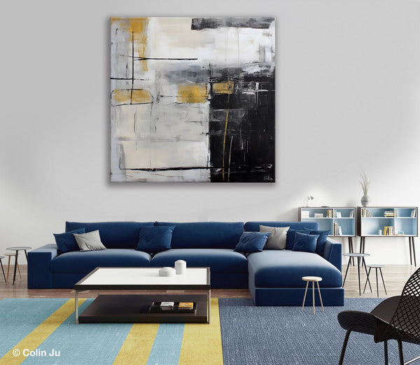 Simple Modern Original Artwork, Large Paintings for Bedroom, Abstract Landscape Painting on Canvas, Oversized Contemporary Wall Art Paintings-HomePaintingDecor