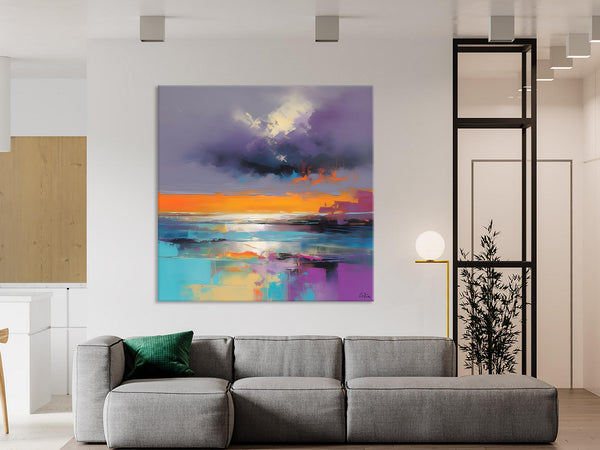 Huge Painting for Living Room, Original Landscape Canvas Art, Contemporary Oil Painting on Canvas, Oversized Landscape Wall Art Paintings-HomePaintingDecor