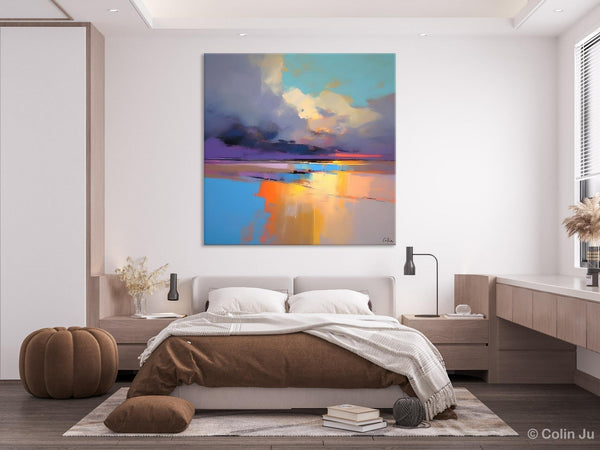 Simple Modern Art, Original Landscape Wall Art, Landscape Oil Paintings, Landscape Canvas Art, Abstract Landscape Painting for Living Room-HomePaintingDecor