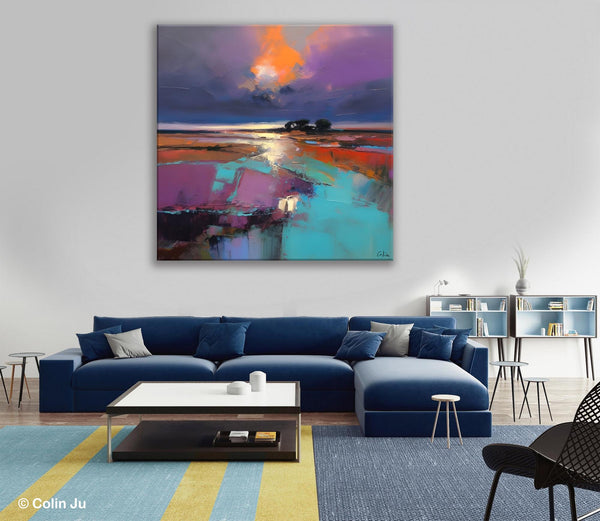 Canvas Painting for Living Room, Original Modern Wall Art Painting, Abstract Landscape Paintings, Oversized Contemporary Abstract Artwork-HomePaintingDecor
