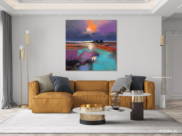 Canvas Painting for Living Room, Original Modern Wall Art Painting, Abstract Landscape Paintings, Oversized Contemporary Abstract Artwork-HomePaintingDecor