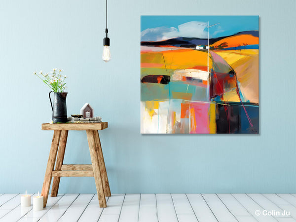 Acrylic Painting for Living Room, Contemporary Abstract Landscape Artwork, Oversized Wall Art Paintings, Original Modern Paintings on Canvas-HomePaintingDecor
