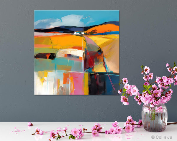 Acrylic Painting for Living Room, Contemporary Abstract Landscape Artwork, Oversized Wall Art Paintings, Original Modern Paintings on Canvas-HomePaintingDecor