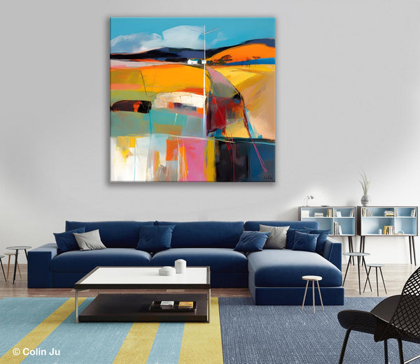 Acrylic Painting for Living Room, Contemporary Abstract Landscape Artwork, Oversized Wall Art Paintings, Original Modern Paintings on Canvas-HomePaintingDecor