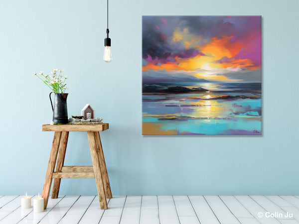 Large Art Painting for Living Room, Original Landscape Canvas Art, Contemporary Acrylic Painting on Canvas, Oversized Landscape Wall Art Paintings-HomePaintingDecor