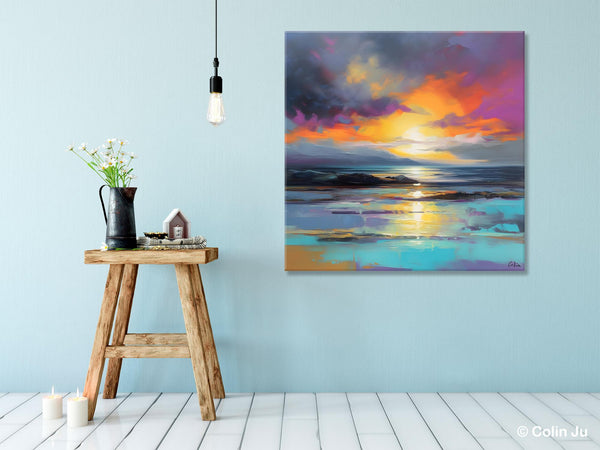 Large Art Painting for Living Room, Original Landscape Canvas Art, Contemporary Acrylic Painting on Canvas, Oversized Landscape Wall Art Paintings-HomePaintingDecor