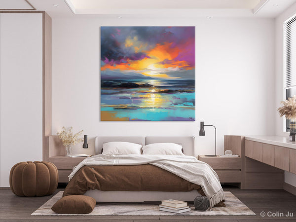 Large Art Painting for Living Room, Original Landscape Canvas Art, Contemporary Acrylic Painting on Canvas, Oversized Landscape Wall Art Paintings-HomePaintingDecor