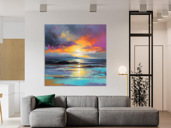 Large Art Painting for Living Room, Original Landscape Canvas Art, Contemporary Acrylic Painting on Canvas, Oversized Landscape Wall Art Paintings-HomePaintingDecor