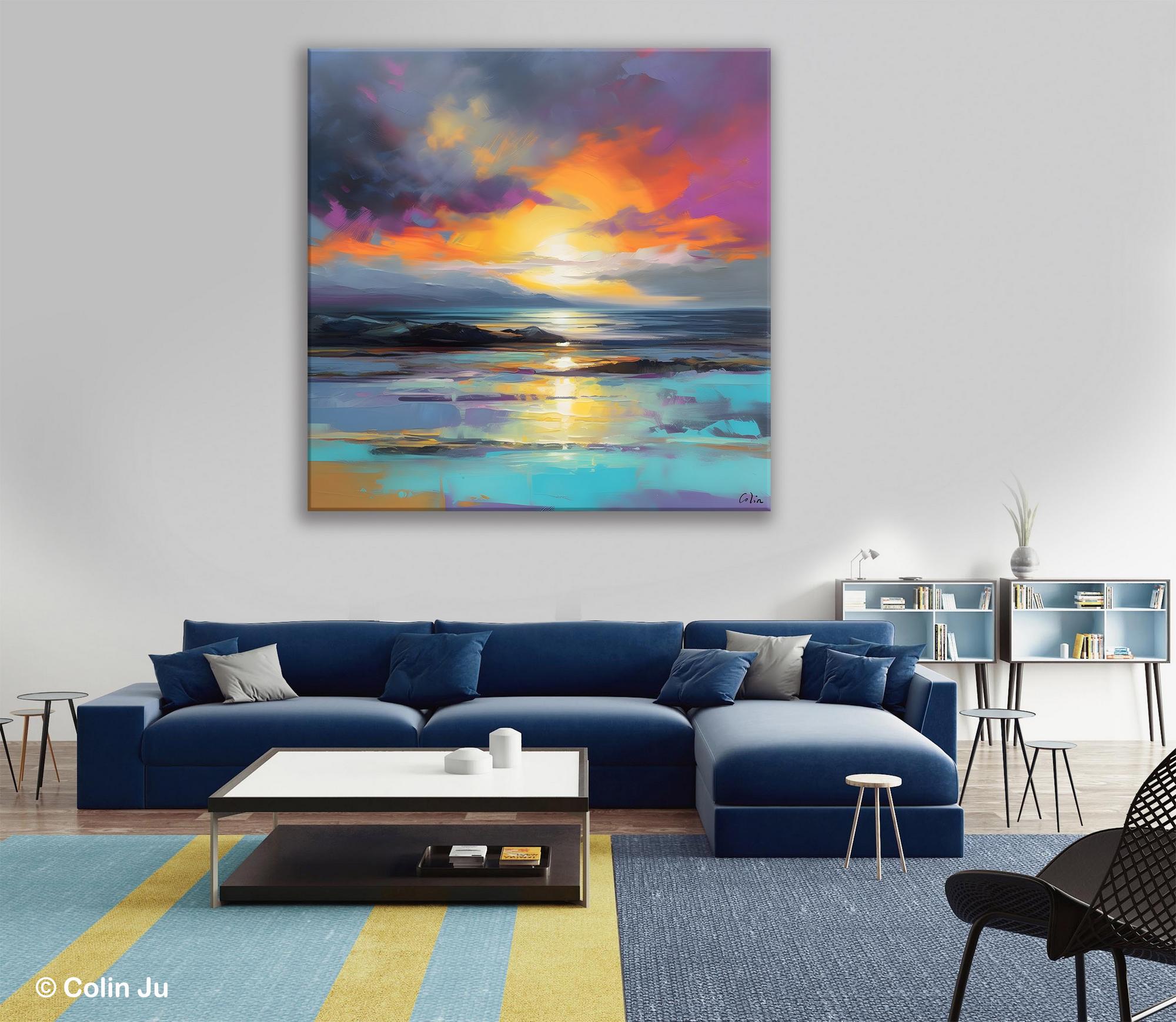 Large Art Painting for Living Room, Original Landscape Canvas Art, Contemporary Acrylic Painting on Canvas, Oversized Landscape Wall Art Paintings-HomePaintingDecor