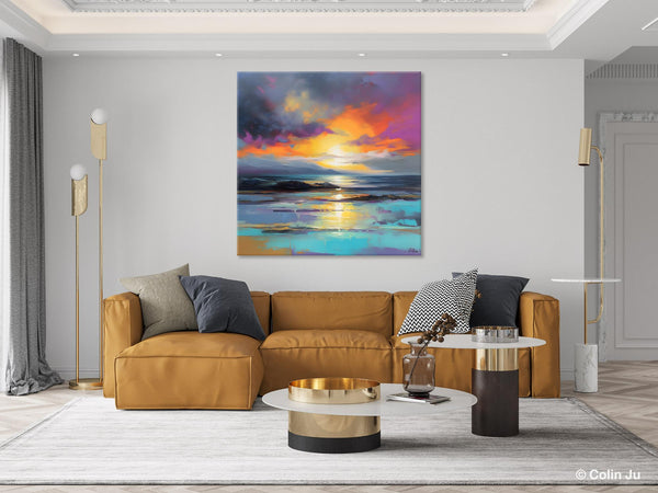 Large Art Painting for Living Room, Original Landscape Canvas Art, Contemporary Acrylic Painting on Canvas, Oversized Landscape Wall Art Paintings-HomePaintingDecor