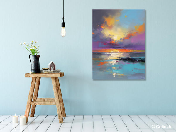 Oil Painting on Canvas, Extra Large Modern Wall Art, Landscape Canvas Paintings for Dining Room, Original Landscape Abstract Painting-HomePaintingDecor