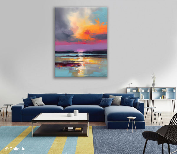 Canvas Painting for Living Room, Abstract Landscape Paintings, Original Modern Wall Art Painting, Oversized Contemporary Abstract Artwork-HomePaintingDecor