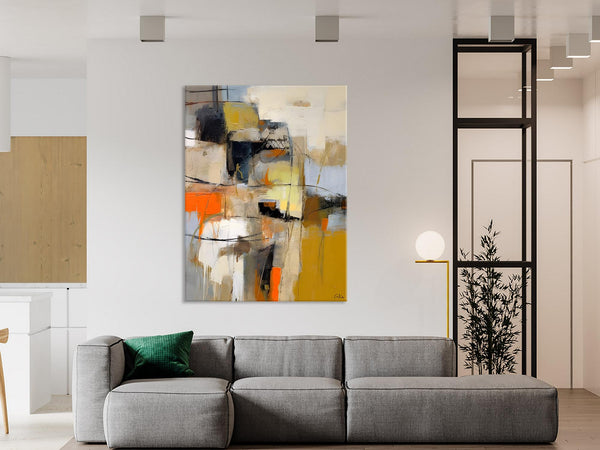 Acrylic Abstract Painting Behind Sofa, Large Painting on Canvas, Living Room Wall Art Paintings, Original Abstract Painting on Canvas-HomePaintingDecor