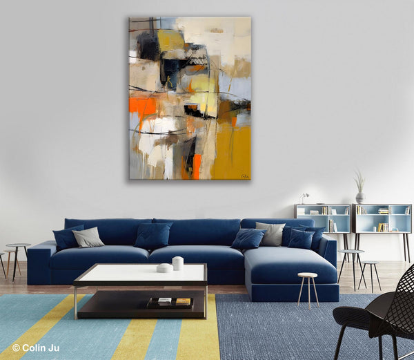 Acrylic Abstract Painting Behind Sofa, Large Painting on Canvas, Living Room Wall Art Paintings, Original Abstract Painting on Canvas-HomePaintingDecor