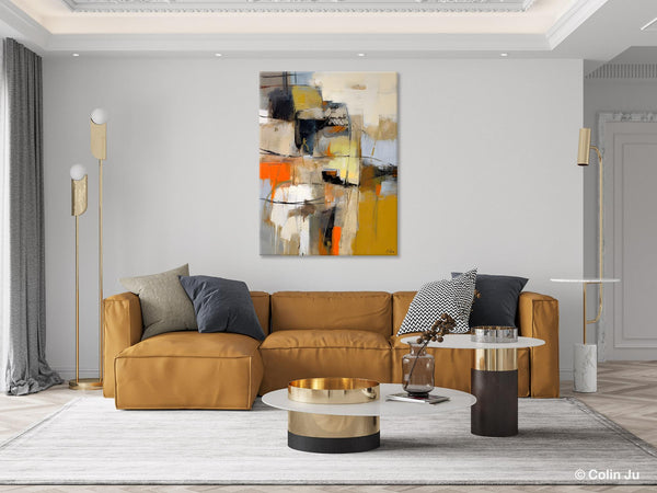 Acrylic Abstract Painting Behind Sofa, Large Painting on Canvas, Living Room Wall Art Paintings, Original Abstract Painting on Canvas-HomePaintingDecor