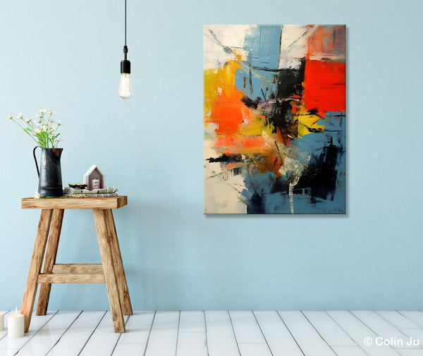 Abstract Paintings for Dining Room, Modern Paintings Behind Sofa, Buy Paintings Online, Original Palette Knife Canvas Art, Impasto Wall Art-HomePaintingDecor