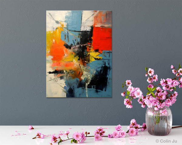 Abstract Paintings for Dining Room, Modern Paintings Behind Sofa, Buy Paintings Online, Original Palette Knife Canvas Art, Impasto Wall Art-HomePaintingDecor