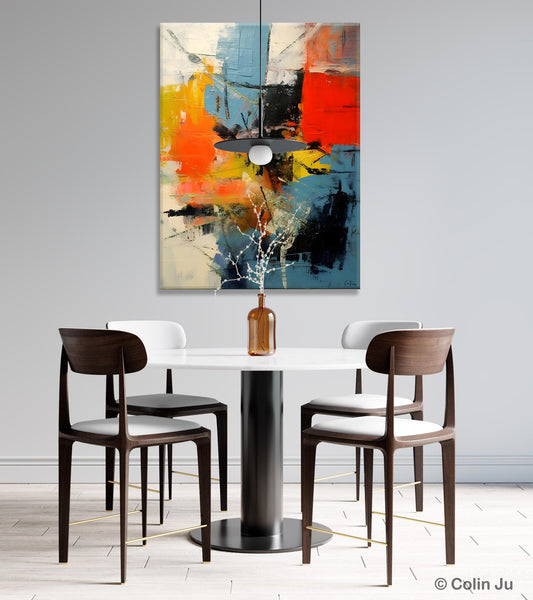 Abstract Paintings for Dining Room, Modern Paintings Behind Sofa, Buy Paintings Online, Original Palette Knife Canvas Art, Impasto Wall Art-HomePaintingDecor