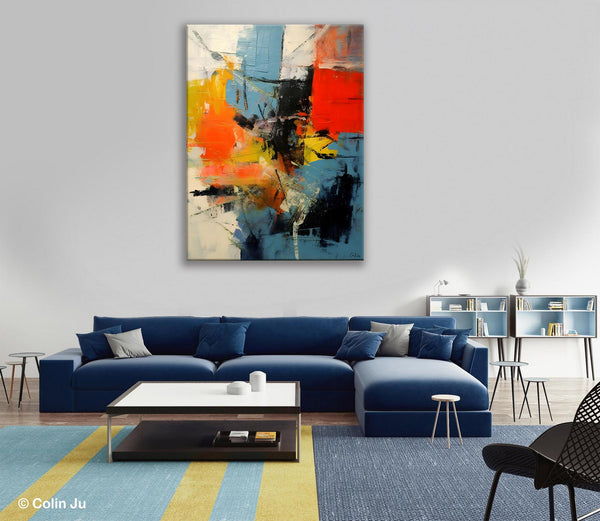 Abstract Paintings for Dining Room, Modern Paintings Behind Sofa, Buy Paintings Online, Original Palette Knife Canvas Art, Impasto Wall Art-HomePaintingDecor