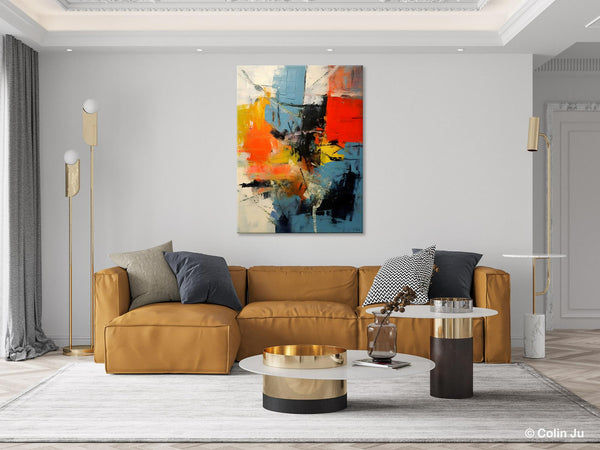 Abstract Paintings for Dining Room, Modern Paintings Behind Sofa, Buy Paintings Online, Original Palette Knife Canvas Art, Impasto Wall Art-HomePaintingDecor