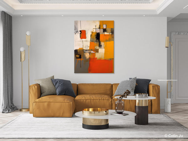 Modern Paintings Behind Sofa, Acrylic Paintings on Canvas, Abstract Painting for Living Room, Original Contemporary Canvas Wall Art-HomePaintingDecor