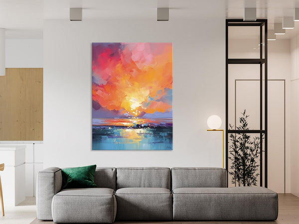 Palette Knife Canvas Art, Modern Landscape Paintings, Oversized Contemporary Canvas Paintings, Extra Large Canvas Painting for Living Room-HomePaintingDecor