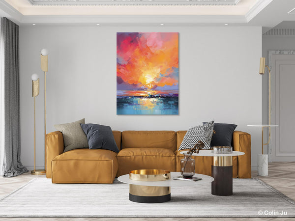 Palette Knife Canvas Art, Modern Landscape Paintings, Oversized Contemporary Canvas Paintings, Extra Large Canvas Painting for Living Room-HomePaintingDecor