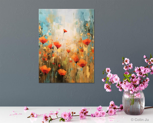 Abstract Flower Painting, Flower Acrylic Painting, Canvas Painting Flower, Original Paintings on Canvas, Modern Acrylic Paintings for Bedroom-HomePaintingDecor