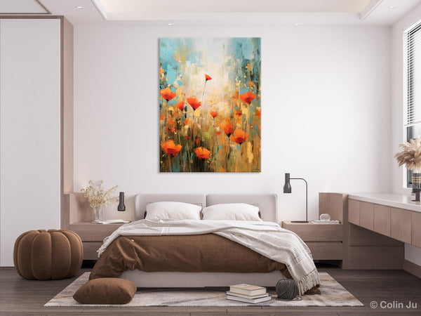 Abstract Flower Painting, Flower Acrylic Painting, Canvas Painting Flower, Original Paintings on Canvas, Modern Acrylic Paintings for Bedroom-HomePaintingDecor