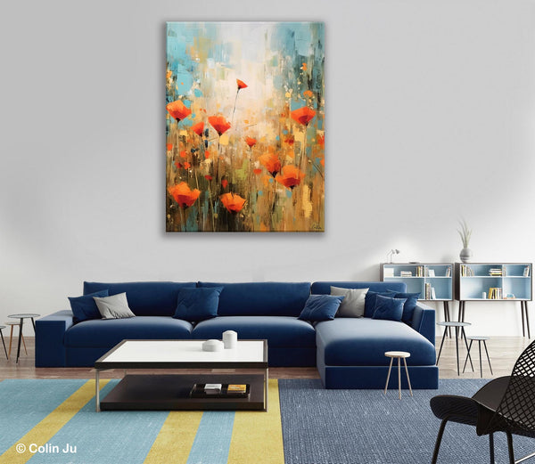 Abstract Flower Painting, Flower Acrylic Painting, Canvas Painting Flower, Original Paintings on Canvas, Modern Acrylic Paintings for Bedroom-HomePaintingDecor