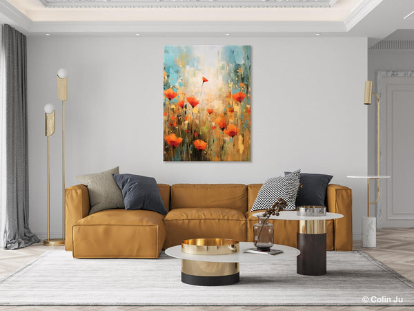 Abstract Flower Painting, Flower Acrylic Painting, Canvas Painting Flower, Original Paintings on Canvas, Modern Acrylic Paintings for Bedroom-HomePaintingDecor