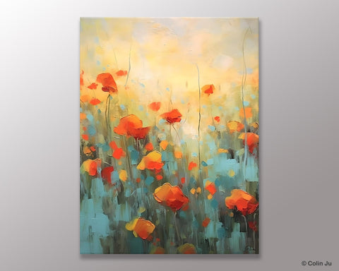 Canvas Painting Flower, Original Paintings on Canvas, Abstract Flower Painting, Flower Acrylic Painting, Modern Acrylic Paintings for Bedroom-HomePaintingDecor