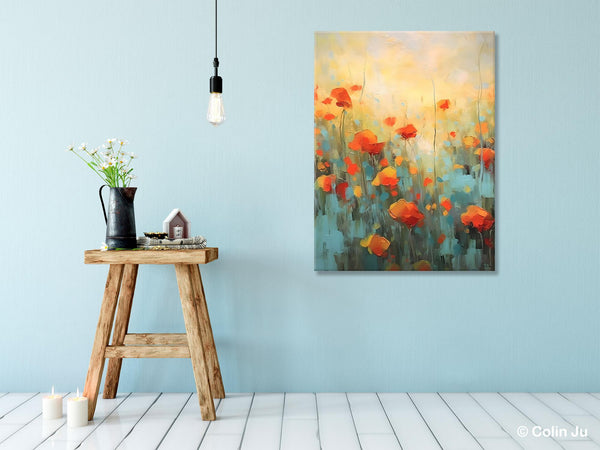Canvas Painting Flower, Original Paintings on Canvas, Abstract Flower Painting, Flower Acrylic Painting, Modern Acrylic Paintings for Bedroom-HomePaintingDecor