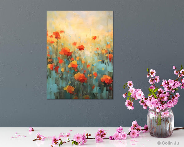 Canvas Painting Flower, Original Paintings on Canvas, Abstract Flower Painting, Flower Acrylic Painting, Modern Acrylic Paintings for Bedroom-HomePaintingDecor