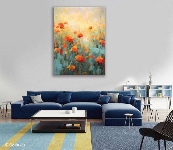 Canvas Painting Flower, Original Paintings on Canvas, Abstract Flower Painting, Flower Acrylic Painting, Modern Acrylic Paintings for Bedroom-HomePaintingDecor