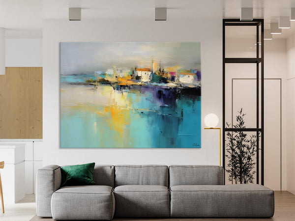 Extra Large Paintings for Bedroom, Abstract Landscape Painting, Landscape Wall Art Paintings, Original Modern Abstract Art-HomePaintingDecor