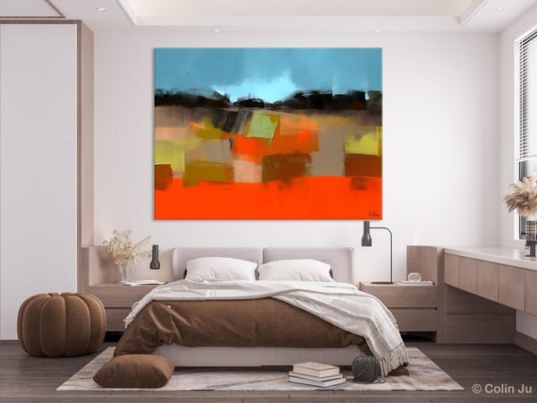 Modern Landscape Paintings Behind Sofa, Abstract Landscape Paintings for Living Room, Palette Knife Canvas Art, Original Landscape Art-HomePaintingDecor