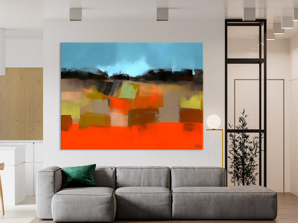 Modern Landscape Paintings Behind Sofa, Abstract Landscape Paintings for Living Room, Palette Knife Canvas Art, Original Landscape Art-HomePaintingDecor