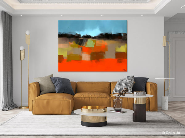 Modern Landscape Paintings Behind Sofa, Abstract Landscape Paintings for Living Room, Palette Knife Canvas Art, Original Landscape Art-HomePaintingDecor