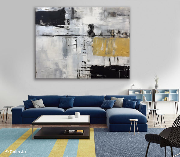 Black Abstract Acrylic Paintings, Large Paintings for Bedroom, Simple Modern Art, Original Canvas Paintings, Contemporary Canvas Paintings-HomePaintingDecor